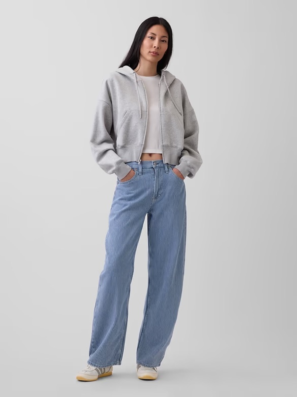 Gap NWT High Rise UltraSoft Denim Stripe Barrel Jeans Size 27 - Picture 4 of 5